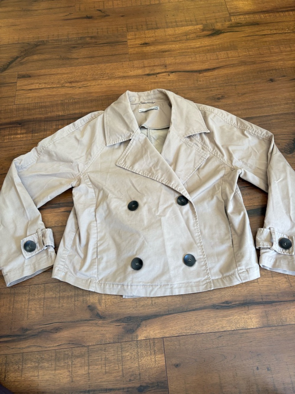 Black Tape Cropped Trench Coat Jacket Tan Size Small NWOT